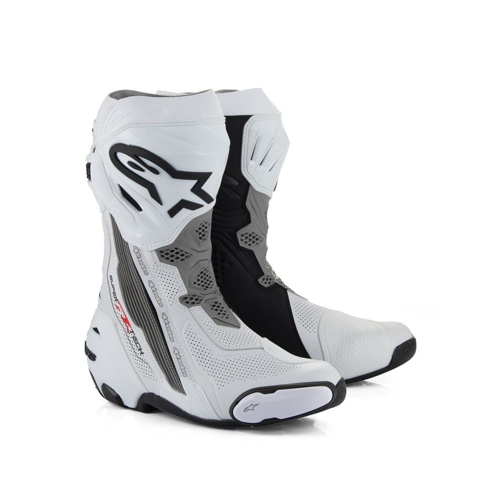 Alpinestars Supertech R Vented Motorcycle Boots - White/Mid Gray