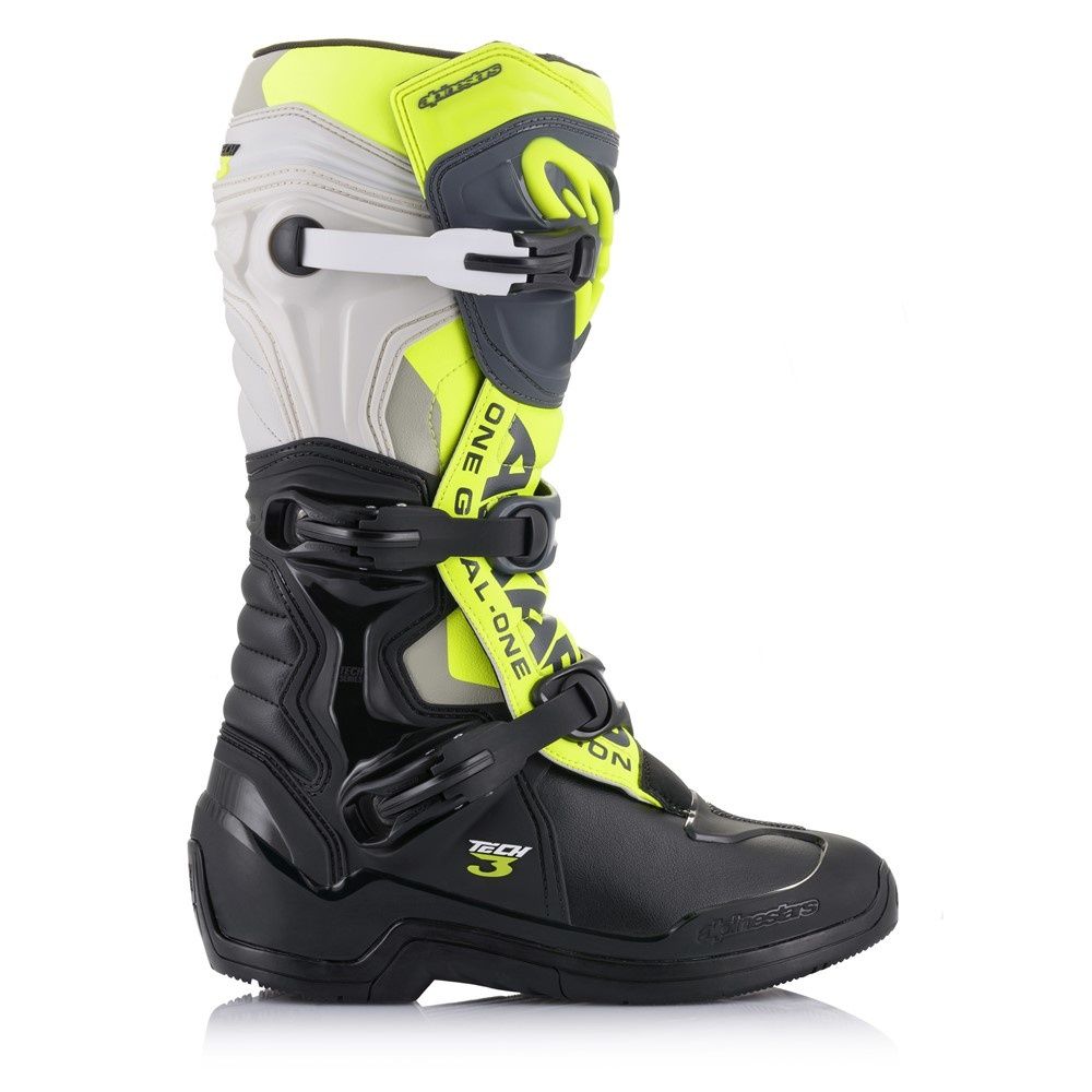 Alpinestars Tech-3 MX Boots - Black/Cool Gray/Yellow Fluoro