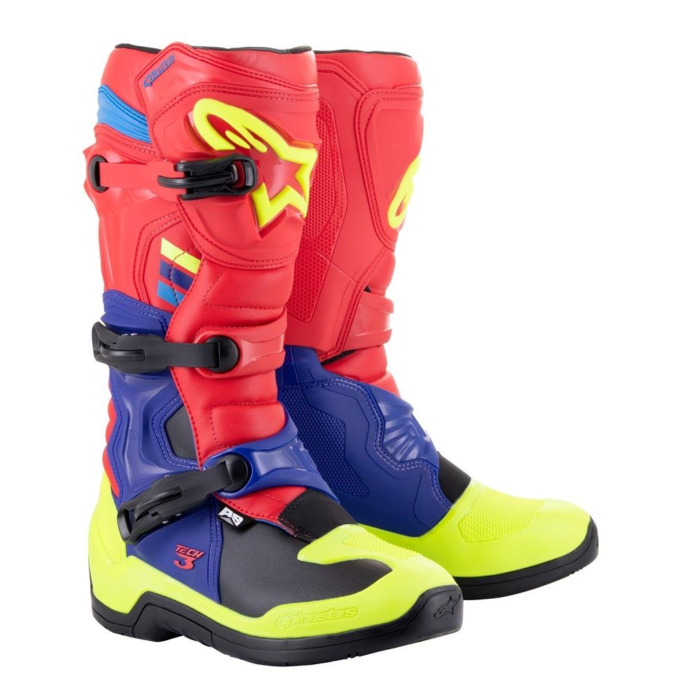 Alpinestars Tech-3 MX Boots - Bright Red/ Dark Blue