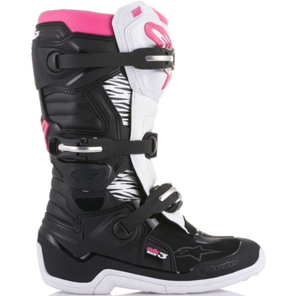 Alpinestars Stella Tech 3 Women's Mx Boots -  Black/White/Pink