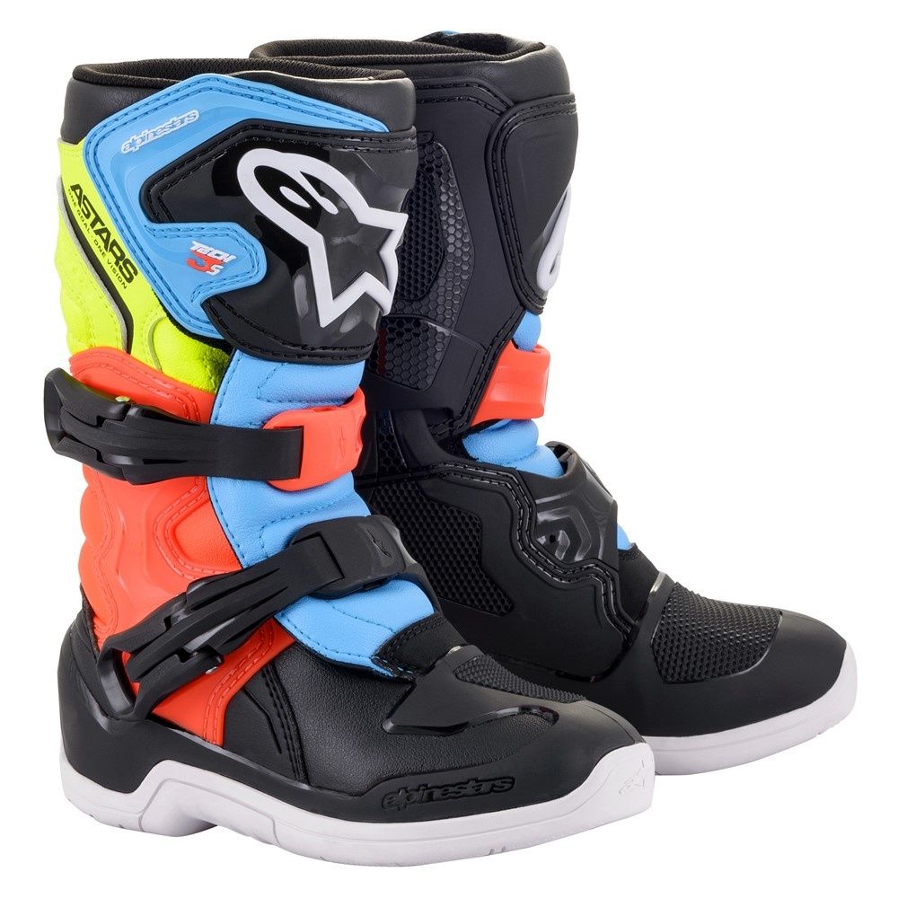 Alpinestars Tech-3S Kids MX Boots - Black/Yellow Fluoro/Red Fluoro