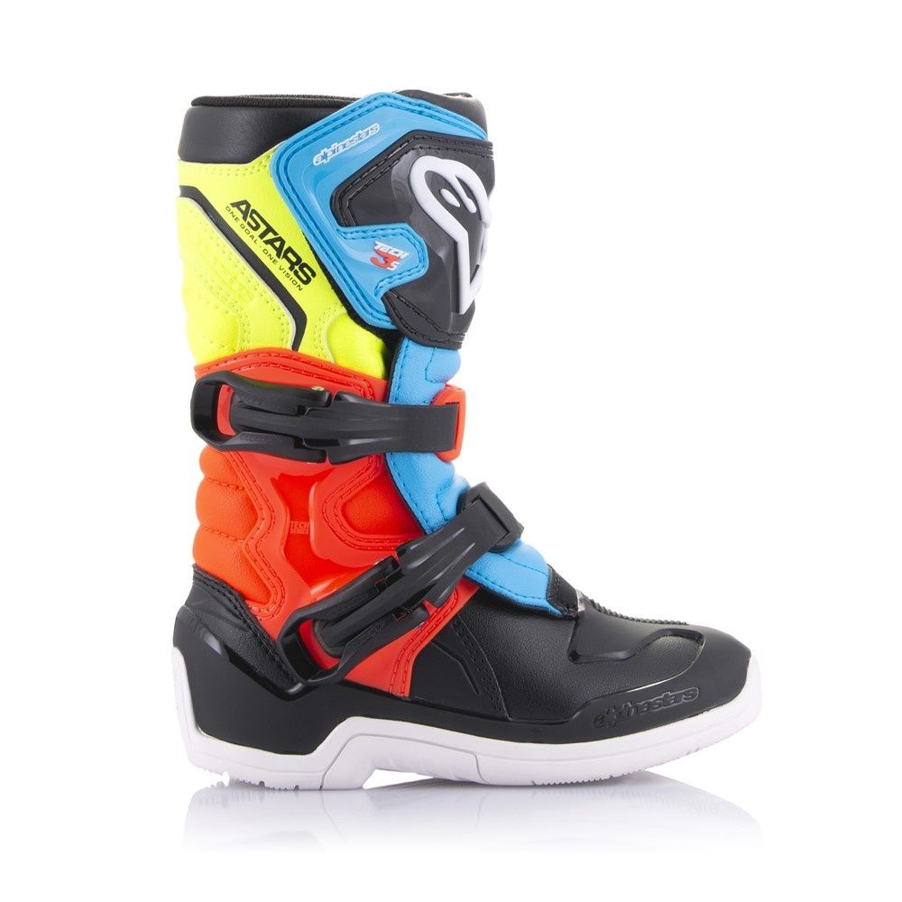 Alpinestars Tech-3S Kids MX Boots - Black/Yellow Fluoro/Red Fluoro