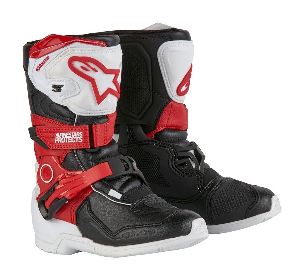 Alpinestars Tech-3S Kids MX Boots - White/Black/Bright Red