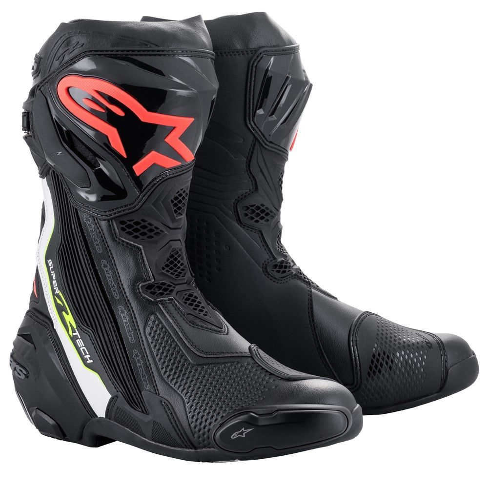 Alpinestars Supertech R Boots - Black/White/Red Fluoro/Yellow Fluoro
