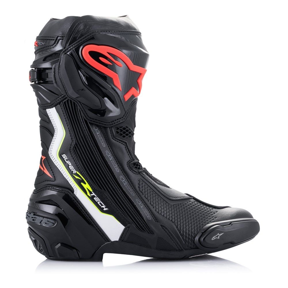 Alpinestars Supertech R Boots - Black/White/Red Fluoro/Yellow Fluoro