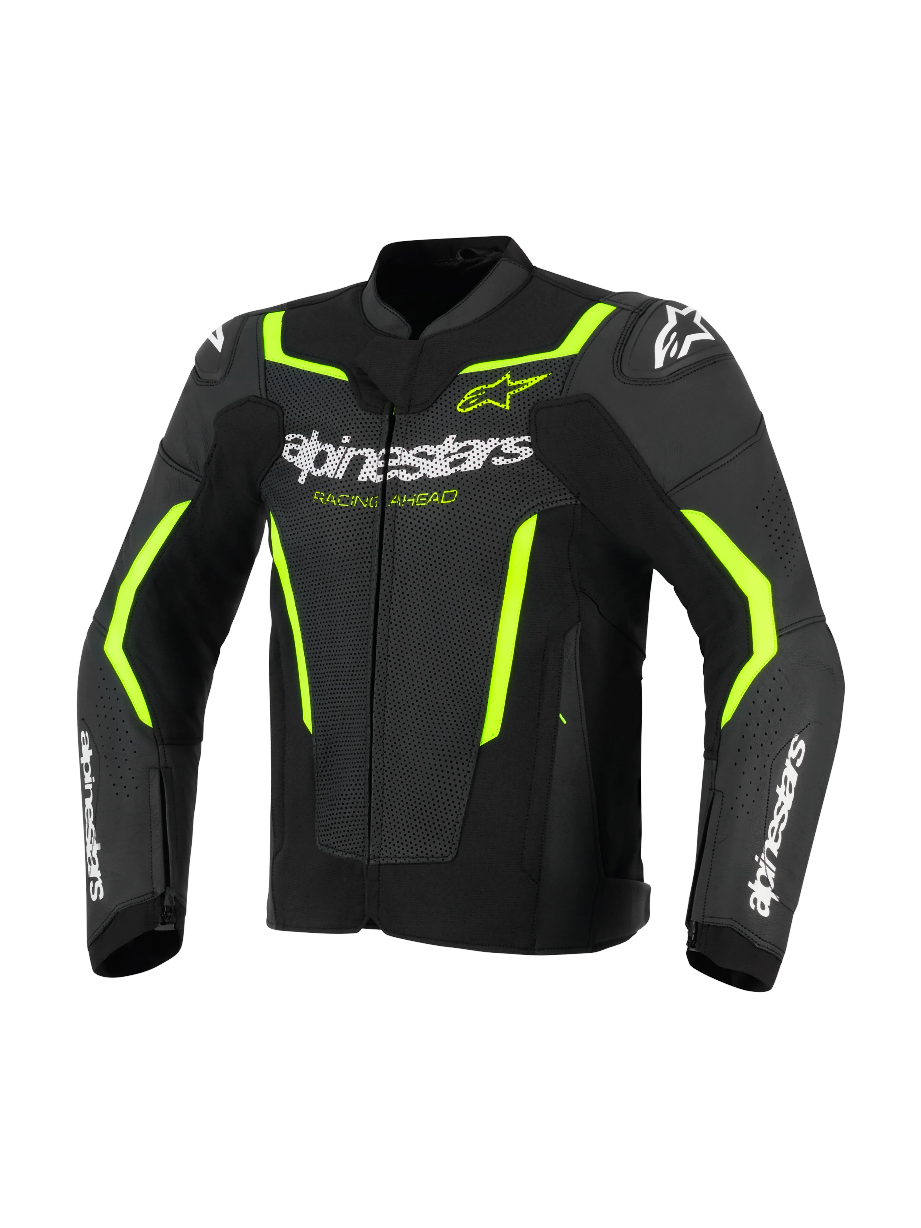 Alpinestars GP Force v2 Leather Jacket Air - Airflow Black/Yellow Fluoro