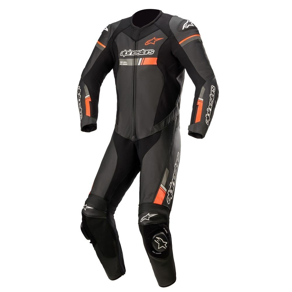 Alpinestars GP Force Chaser 1-Piece Leather Suit - Black/Red Fluoro