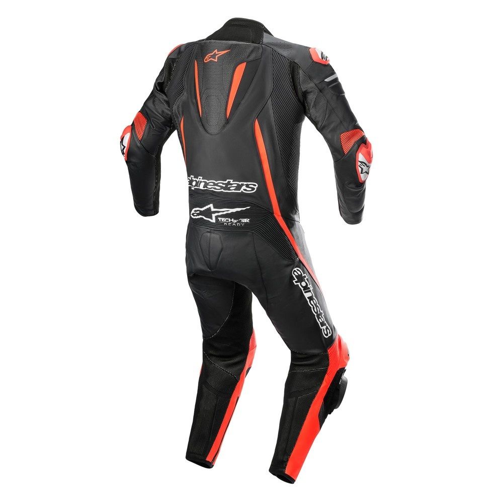Alpinestars Fusion 1-Piece Leather Suit - Black/Red Fluoro