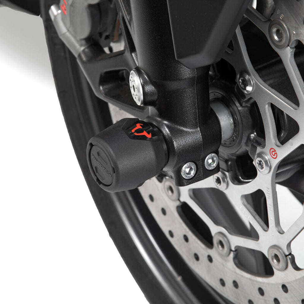 FRONT AXLE SLIDER KIT SW MOTECH SUZUKI DL1000 V-STROM 14-19 DL1050 V-STROM 19-ON YAMAHA MT-10 16-ON