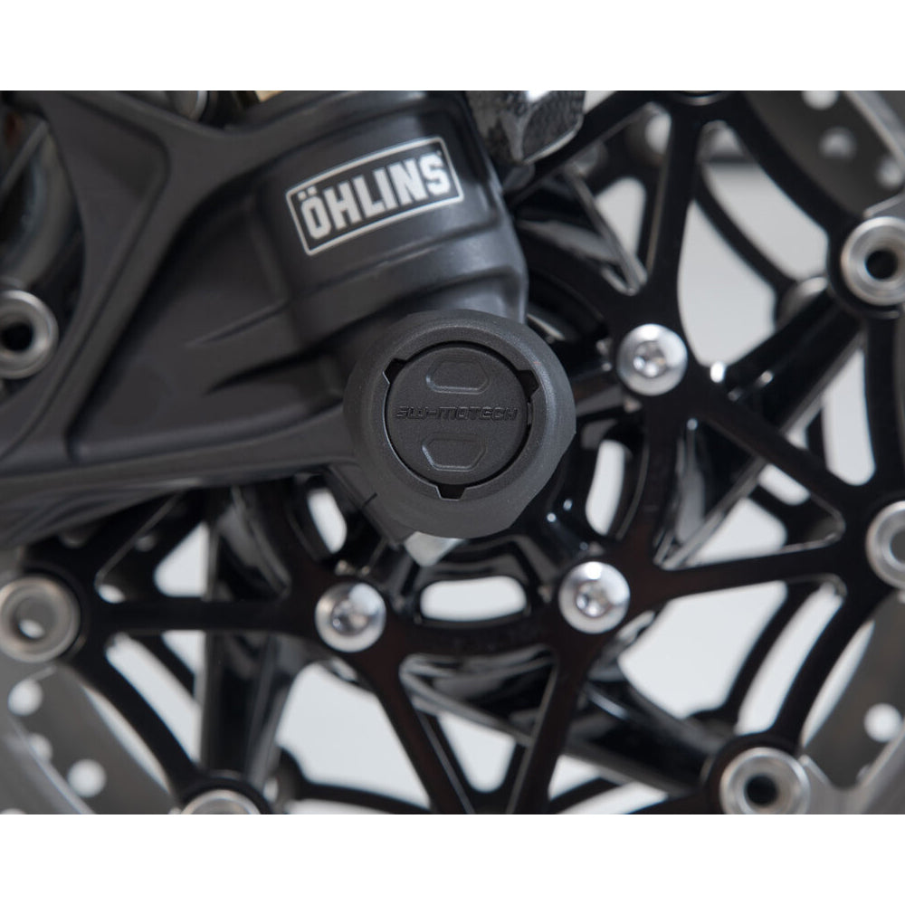 FRONT AXLE SLIDER KIT SW MOTECH TRIUMPH TIGER XC XCA XCX XR XRT XRX SPEED TRIPLE R RS S YAMAHA XT700