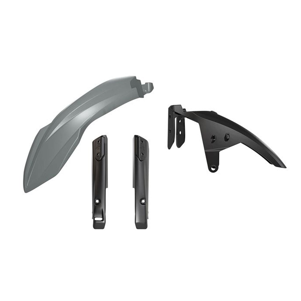 PLASTICS RTECH 3 PIECE FRONT FENDER & FORK GREY BLACK YAMAHA XT700Z TENERE 19-ON