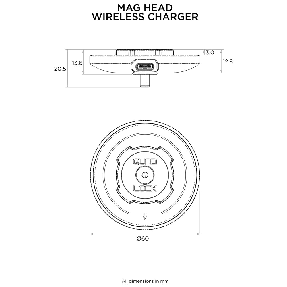 Quad Lock Mag Head Wireless dimensions
