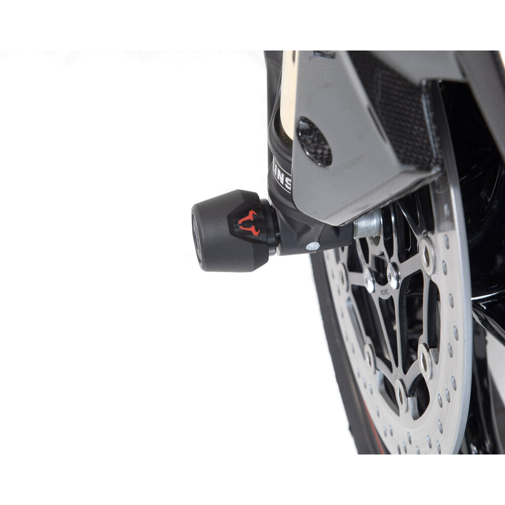 FRONT AXLE SLIDER KIT SW MOTECH TRIUMPH TIGER XC XCA XCX XR XRT XRX SPEED TRIPLE R RS S YAMAHA XT700