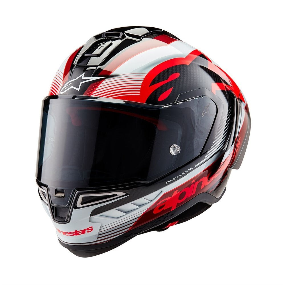 Alpinestars Supertech R10 Team Helmet - Black Carbon/Red/White Gloss