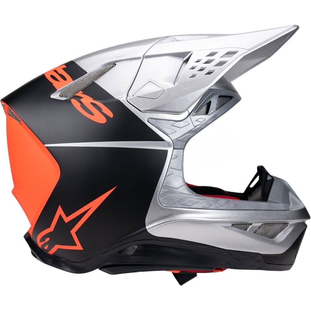 Alpinestars Supertech S-M10 Helmet - Flood Silver/Black/Orange Fluoro Matte/Gloss