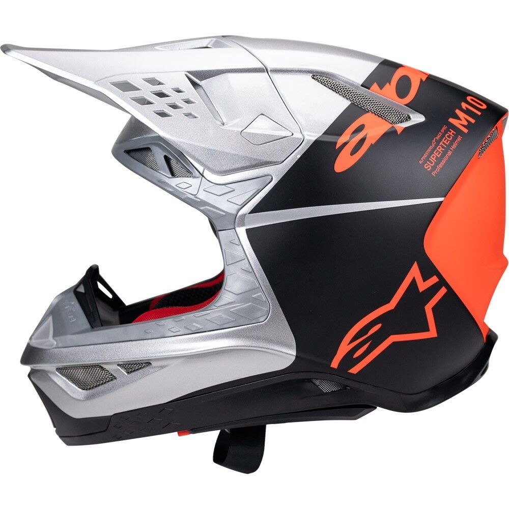 Alpinestars Supertech S-M10 Helmet - Flood Silver/Black/Orange Fluoro Matte/Gloss
