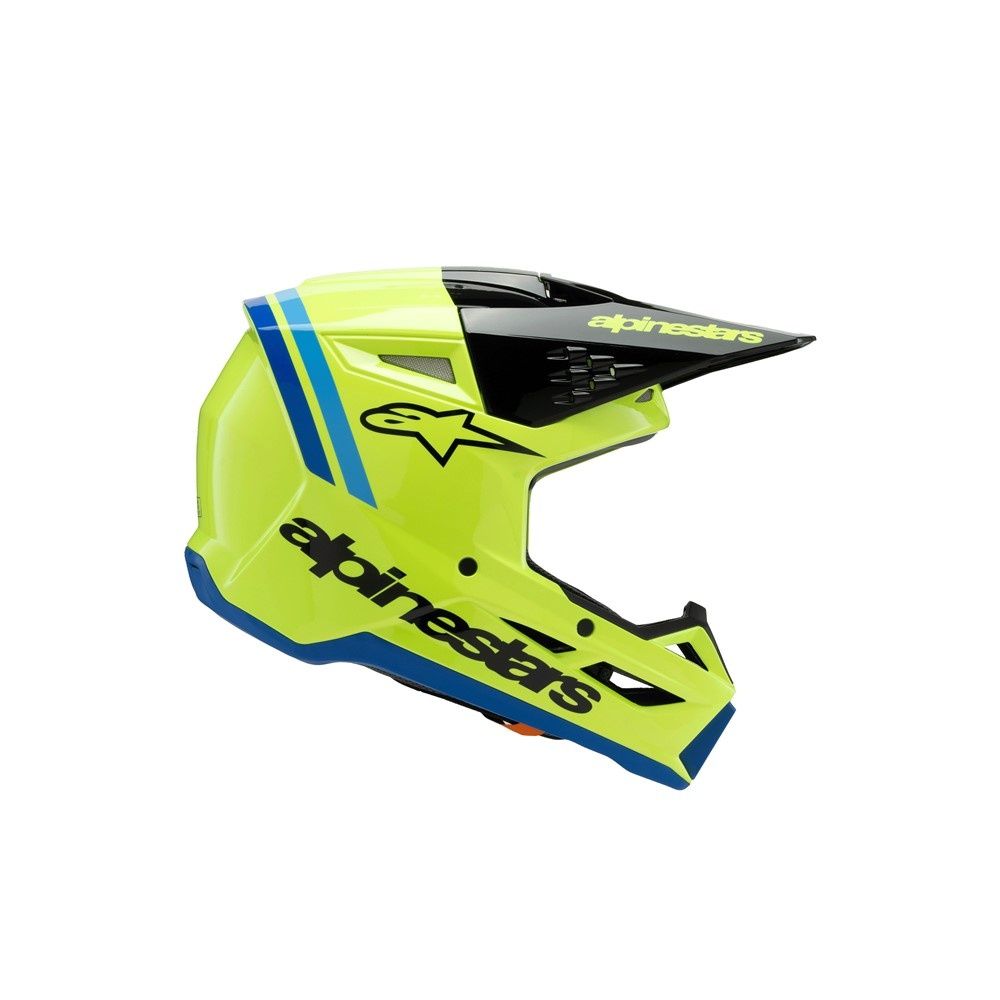 Alpinestars S-M3 Youth Helmet - Radium Yellow Fluoro/Black/Blue Gloss
