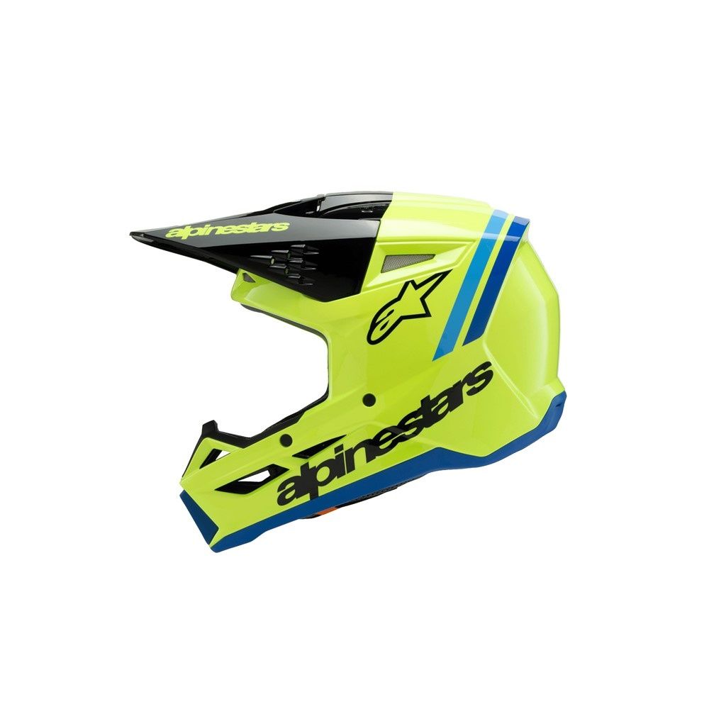 Alpinestars S-M3 Youth Helmet - Radium Yellow Fluoro/Black/Blue Gloss