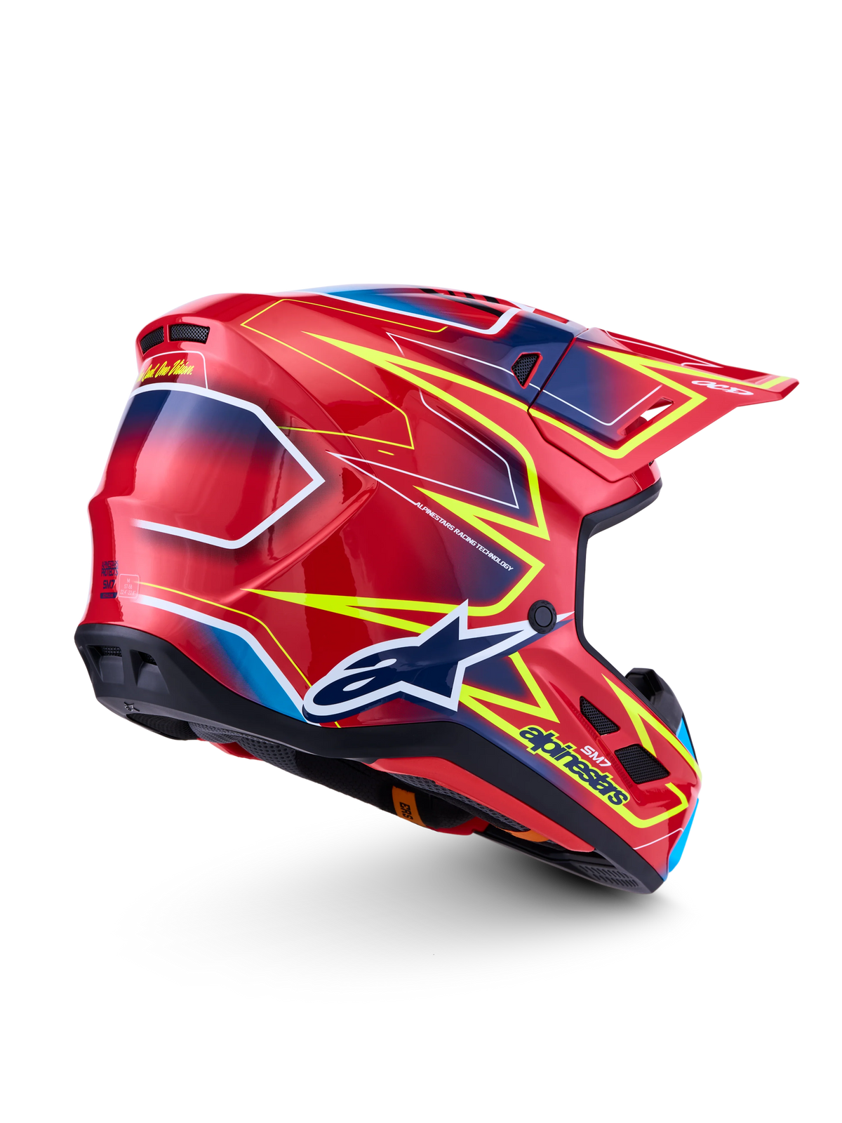 Alpinestars 2027 S-M7 Cast Helmet - Red/Yellow Fluoro/Blue Gloss