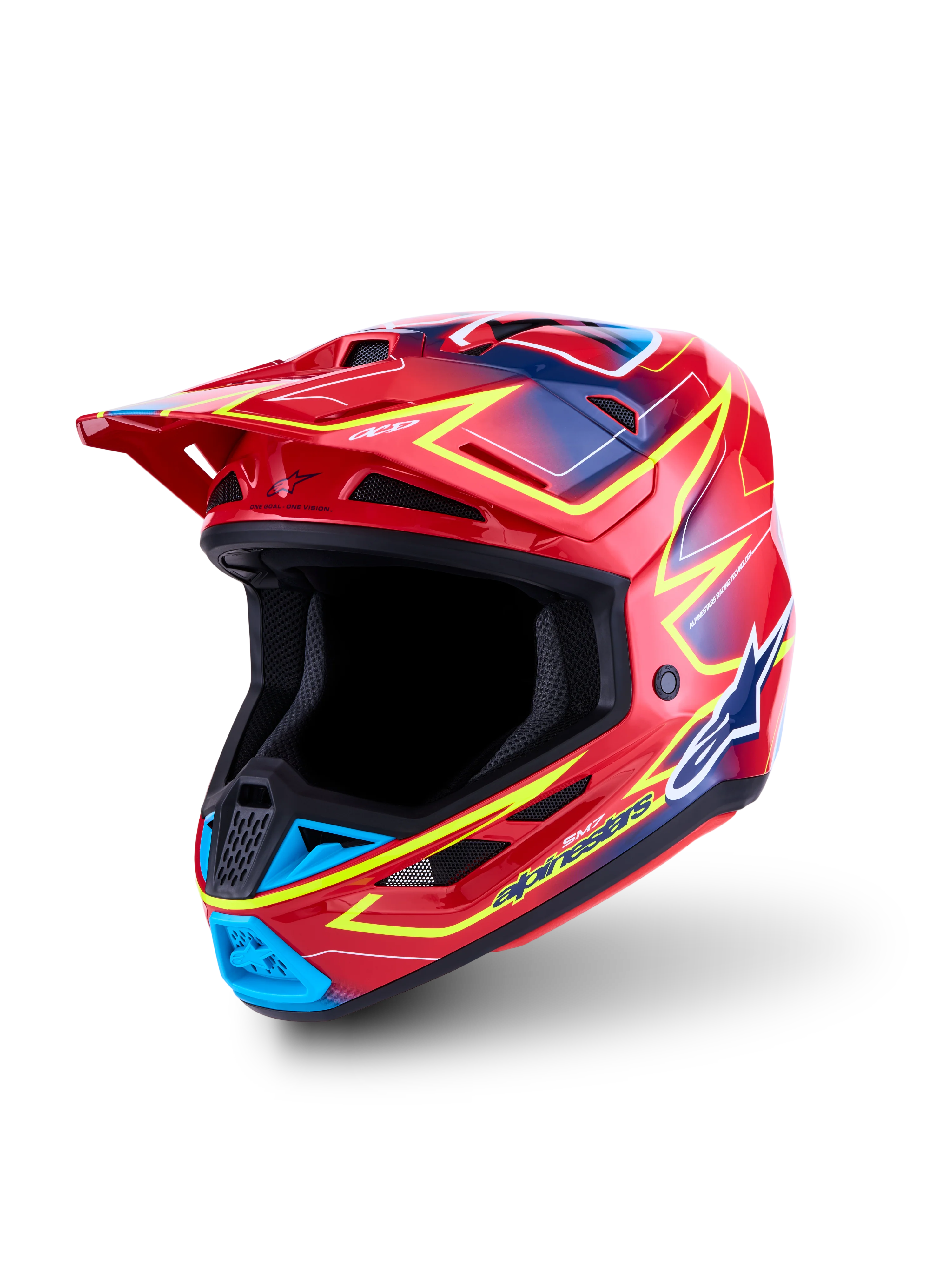 Alpinestars 2027 S-M7 Cast Helmet - Red/Yellow Fluoro/Blue Gloss