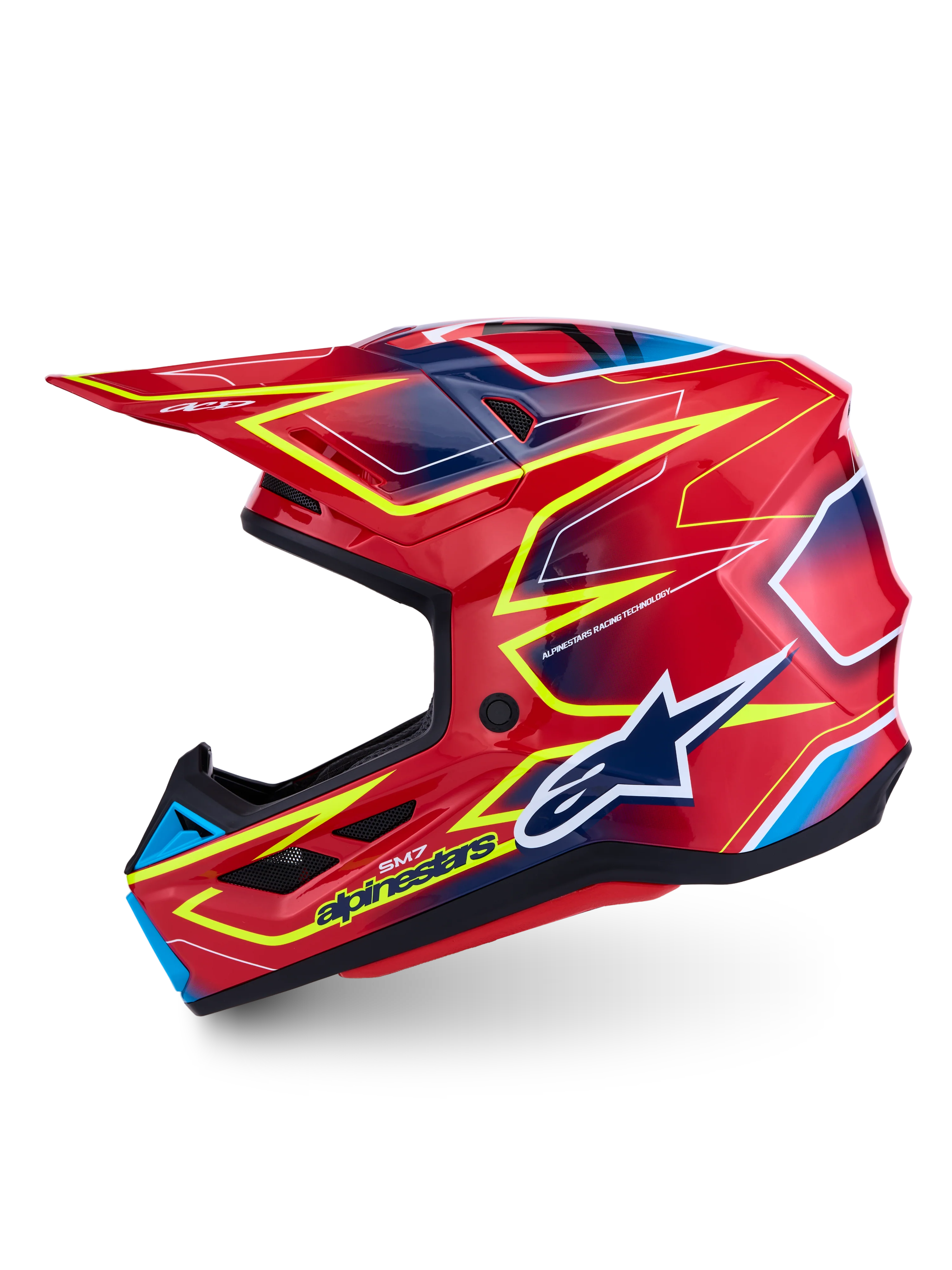 Alpinestars 2027 S-M7 Cast Helmet - Red/Yellow Fluoro/Blue Gloss