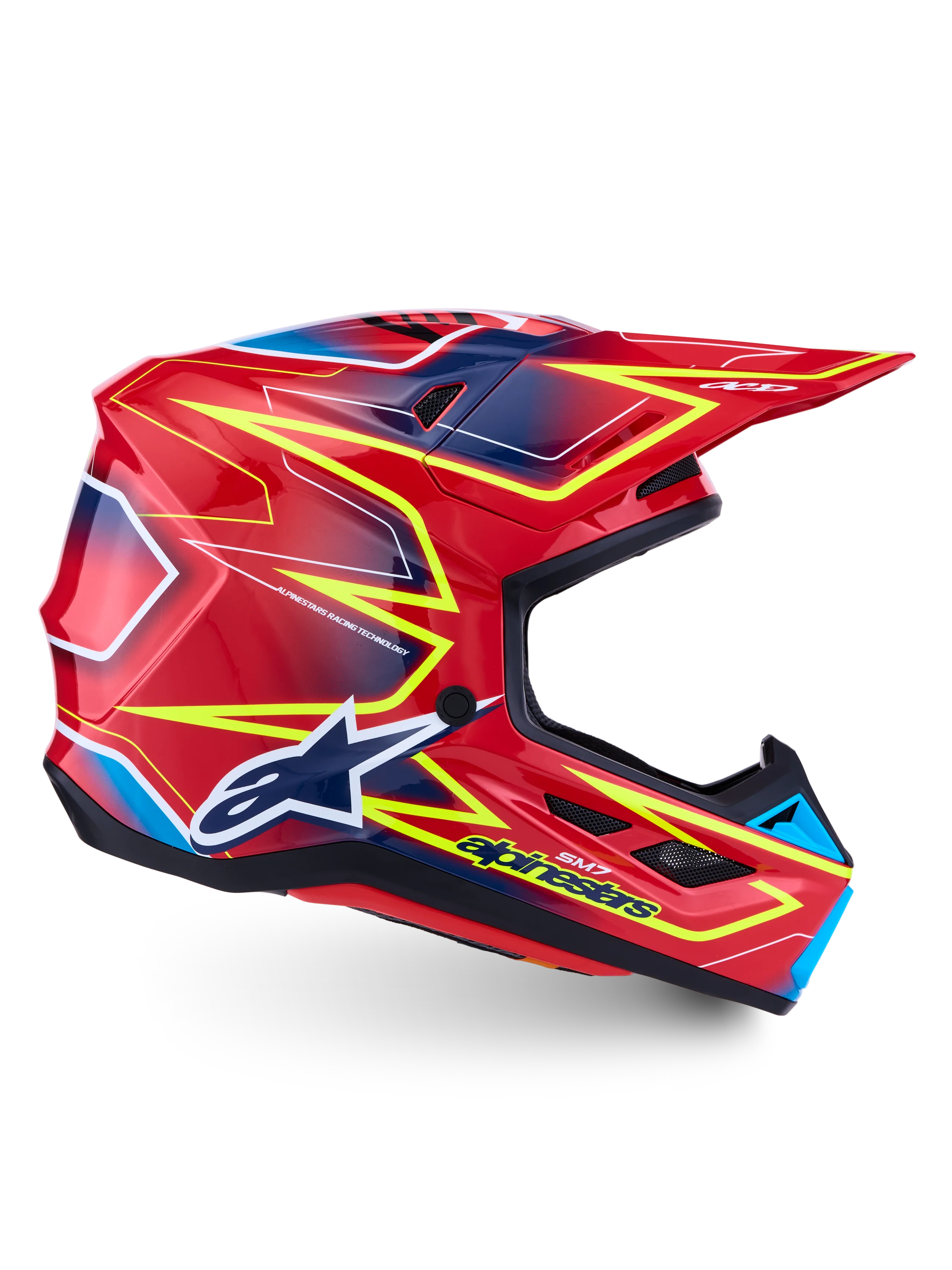 Alpinestars 2027 S-M7 Cast Helmet - Red/Yellow Fluoro/Blue Gloss