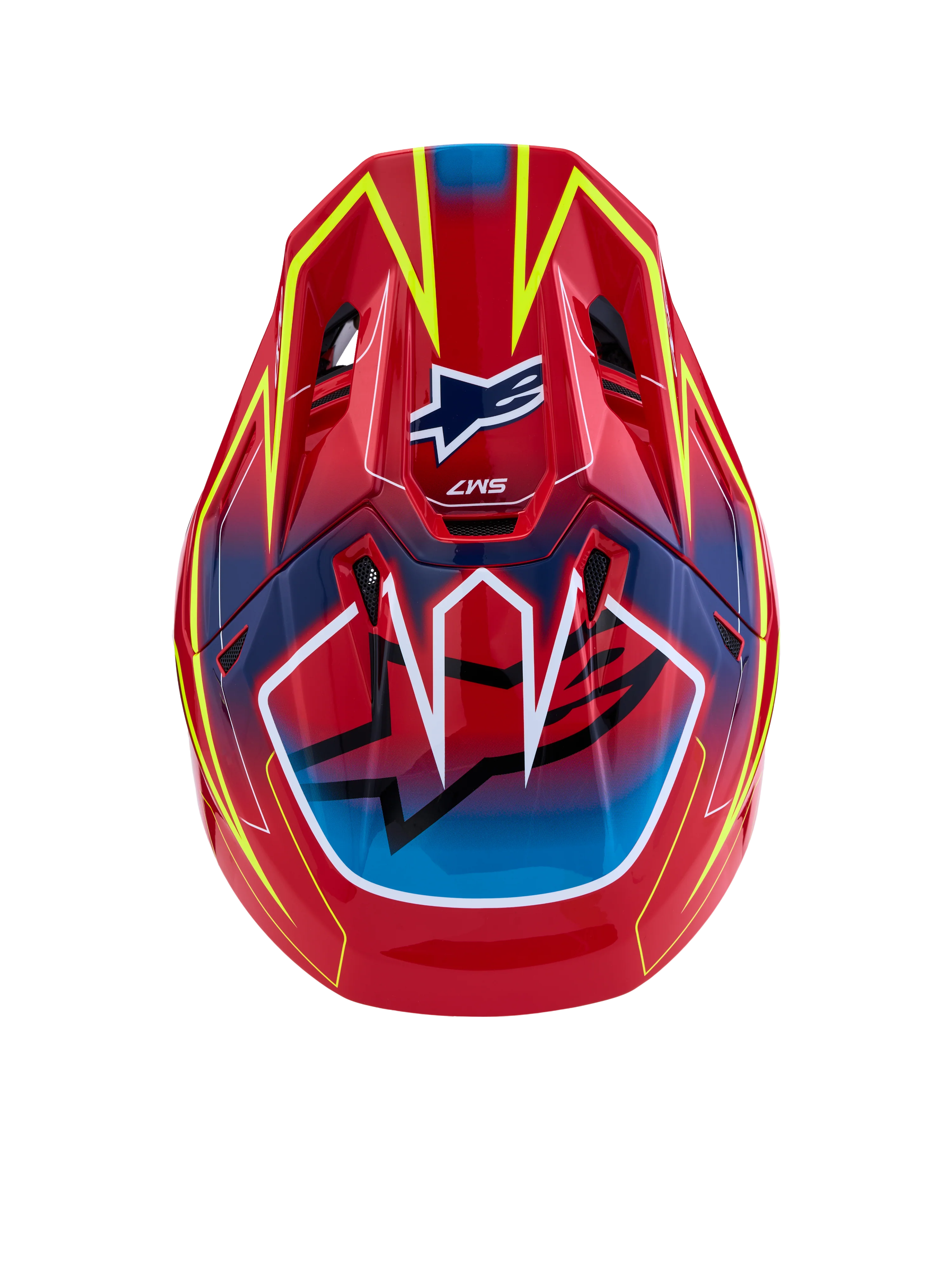 Alpinestars 2027 S-M7 Cast Helmet - Red/Yellow Fluoro/Blue Gloss