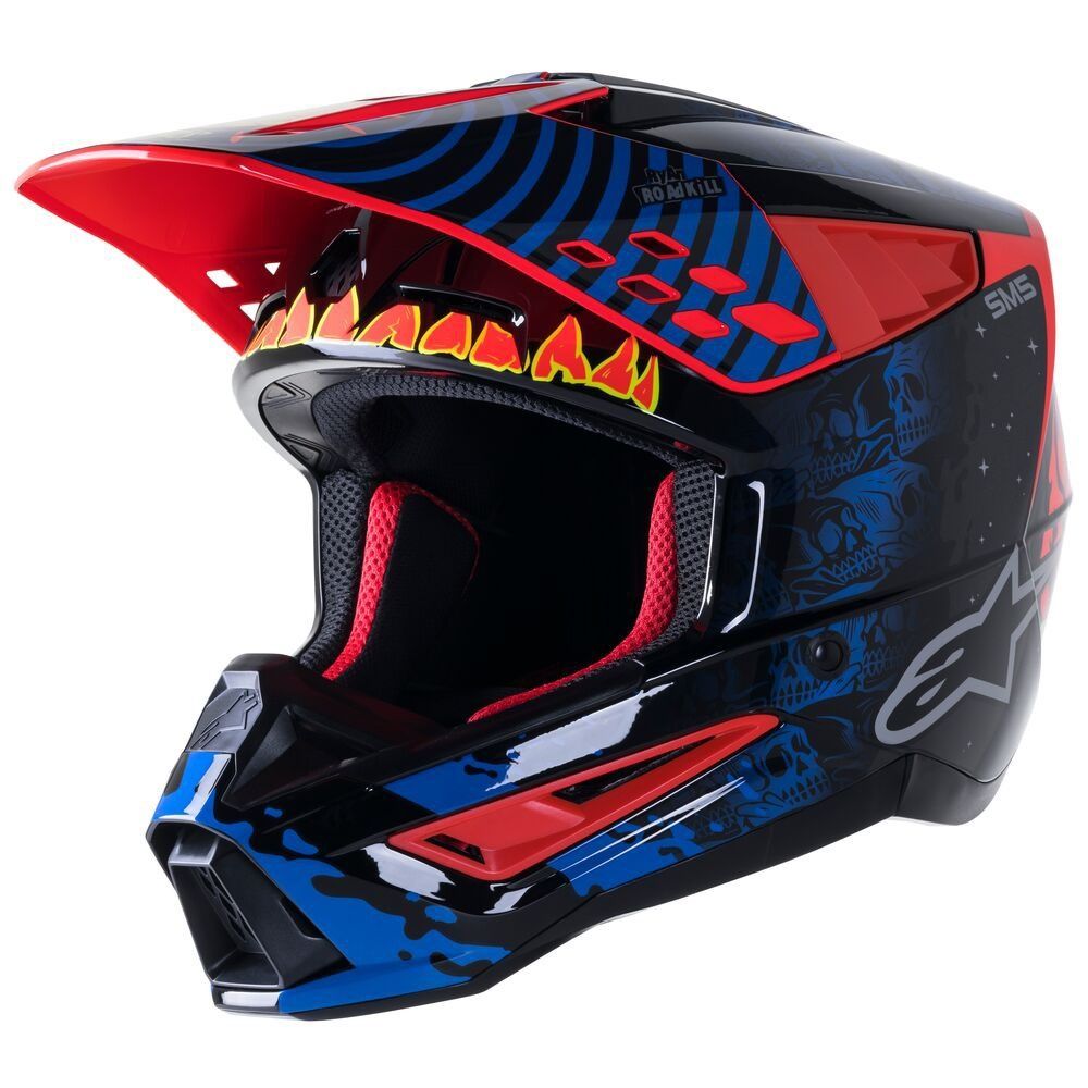 Alpinestars S-M5 Solar Flare Helmet - Black/Blue/Red Fluoro