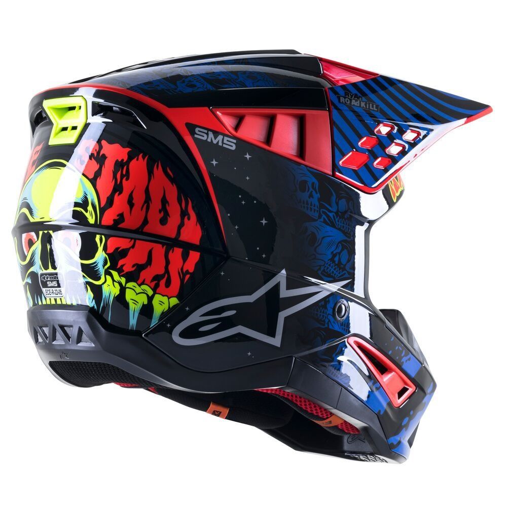 Alpinestars S-M5 Solar Flare Helmet - Black/Blue/Red Fluoro