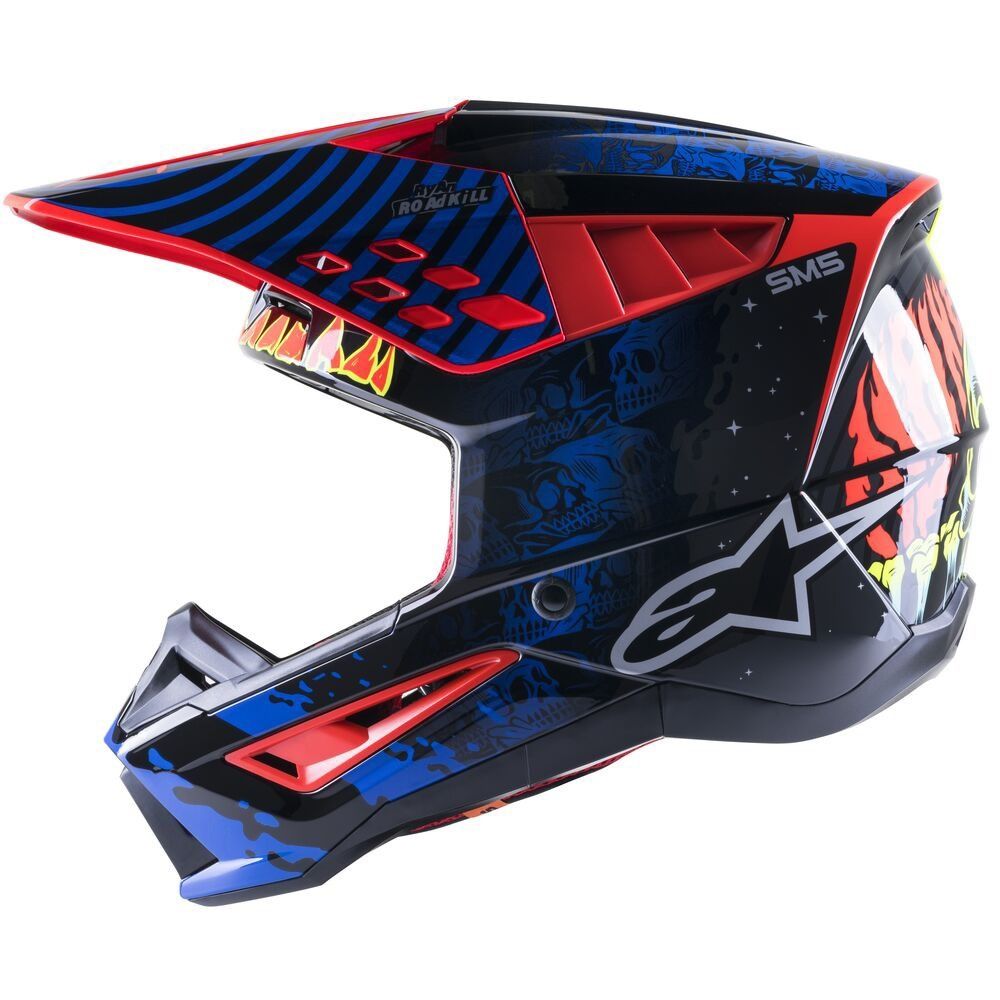 Alpinestars S-M5 Solar Flare Helmet - Black/Blue/Red Fluoro