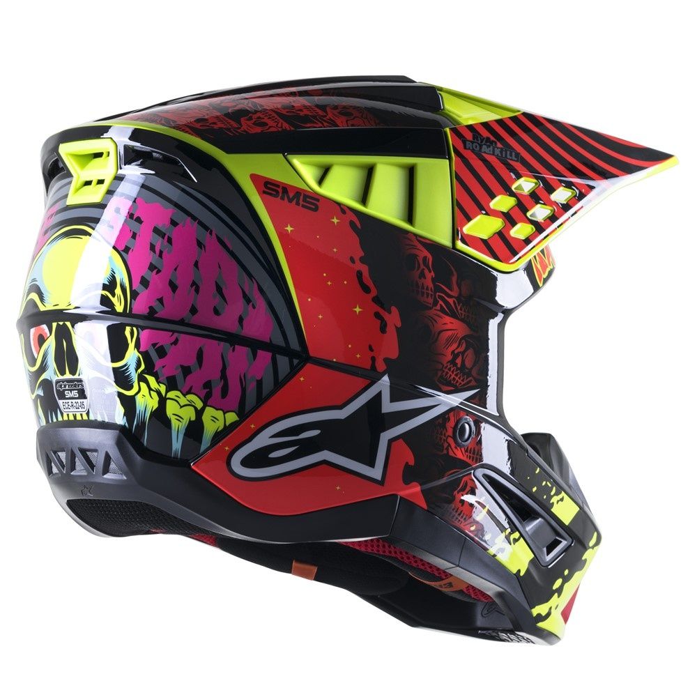Alpinestars S-M5 Solar Flare Helmet - Black/Red Fluoro/Yellow Fluoro