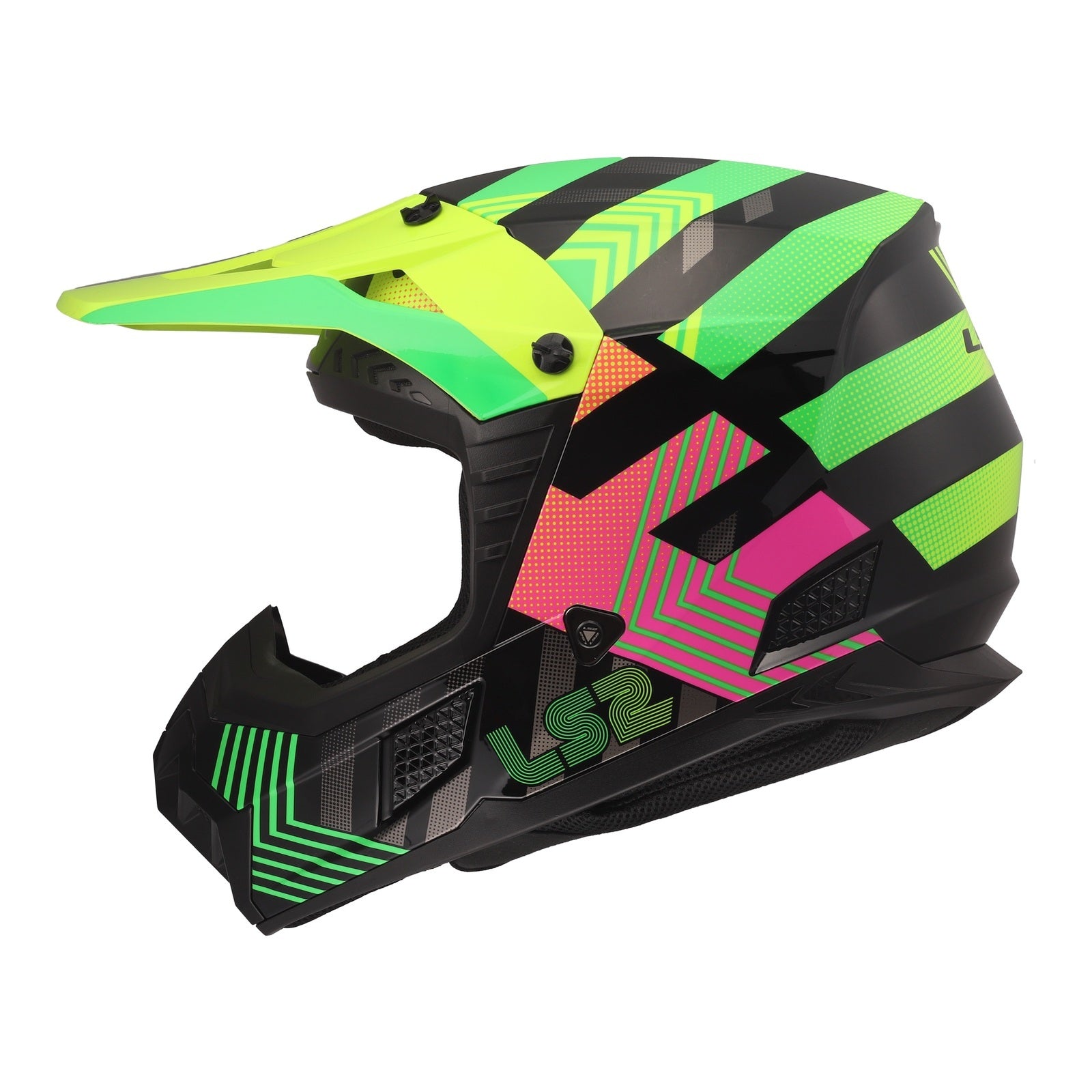 LS2 MX706J COZ Junior Helmet - Chromatic Black / Hi-Vis Pink 06