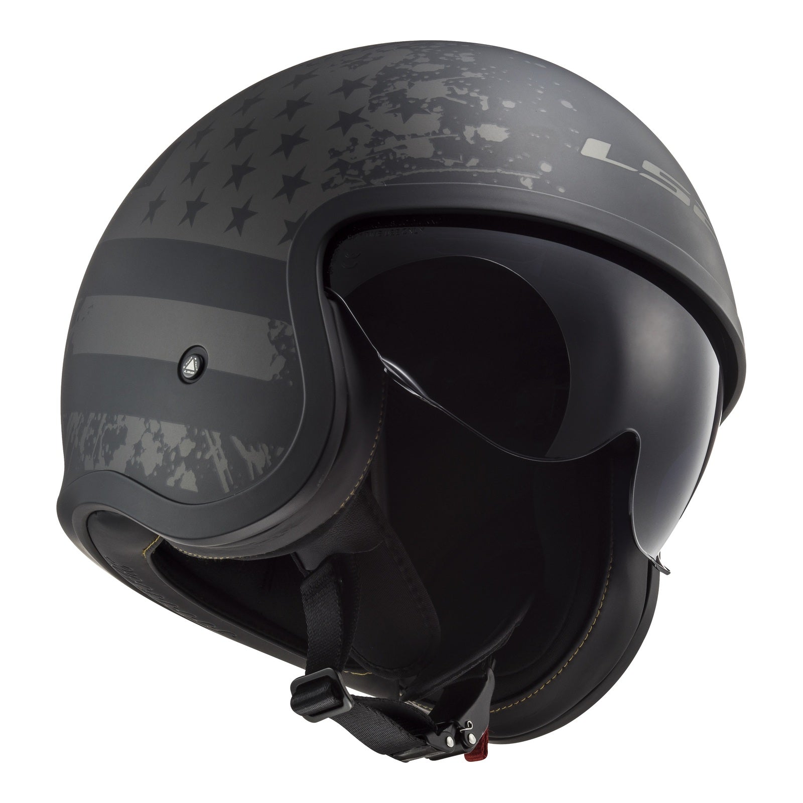 LS2 OF599 Spitfire II Flag Helmet - Matte Black 06