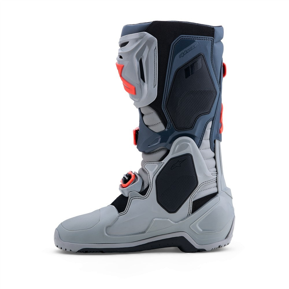 Alpinestars Tech-10 Enduro Boots - Mid Gray/Dark Gray/Red Fluoro