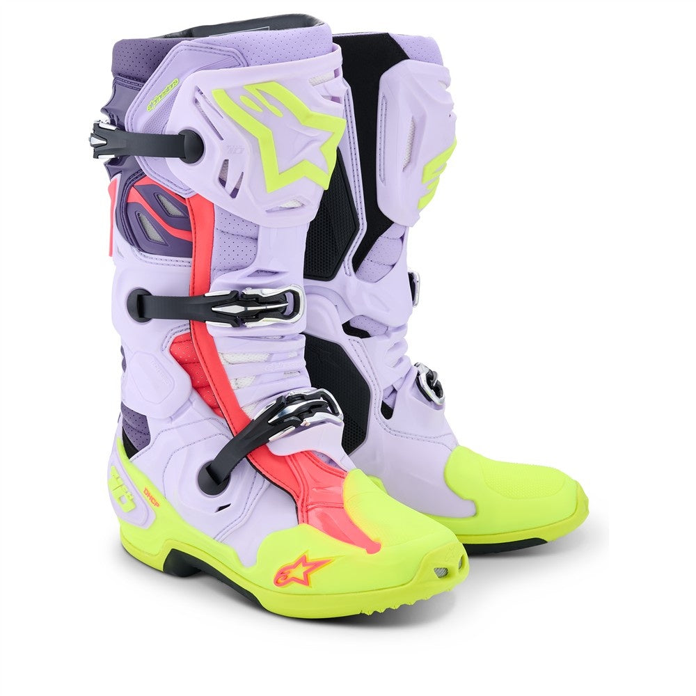 Alpinestars Tech-10 Supervented Boots - Purple/Yellow Fluoro/Diva Pink