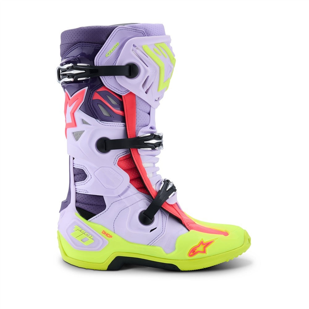 Alpinestars Tech-10 Supervented Boots - Purple/Yellow Fluoro/Diva Pink