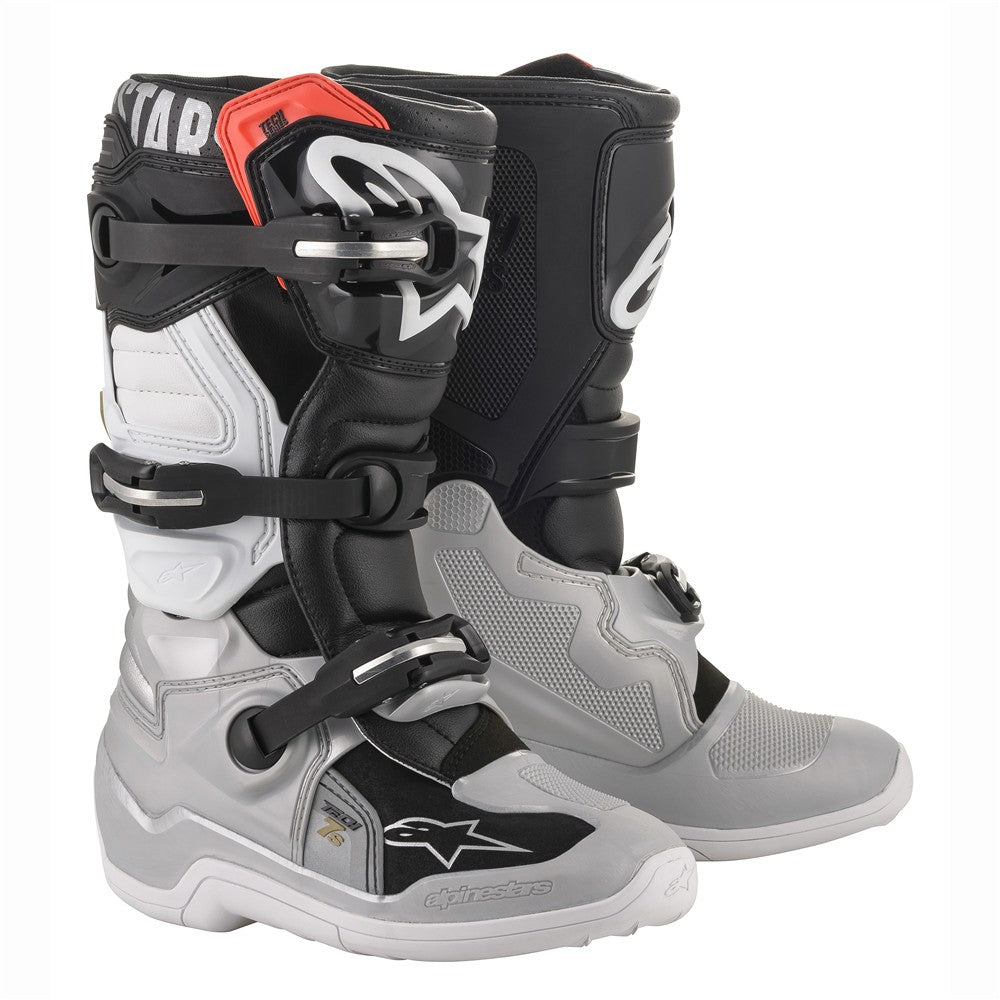 Alpinestars Tech-7S Boots (Youth) - Black/Silver/White/Gold