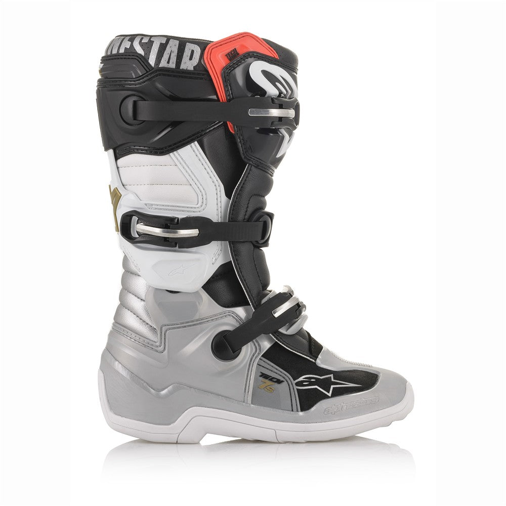 Alpinestars Tech-7S Boots (Youth) - Black/Silver/White/Gold