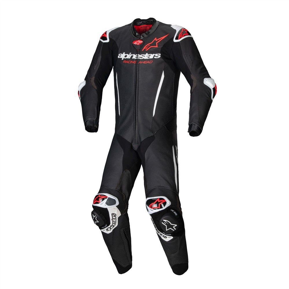 Alpinestars GP-R7 1-Piece Leather Suit - Black/White/Red Fluoro