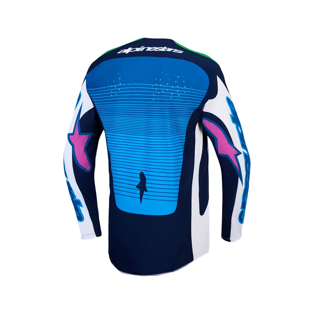 Alpinestars 2027 Techstar Maven Jersey White/Blithe Blue/Green Fluoro