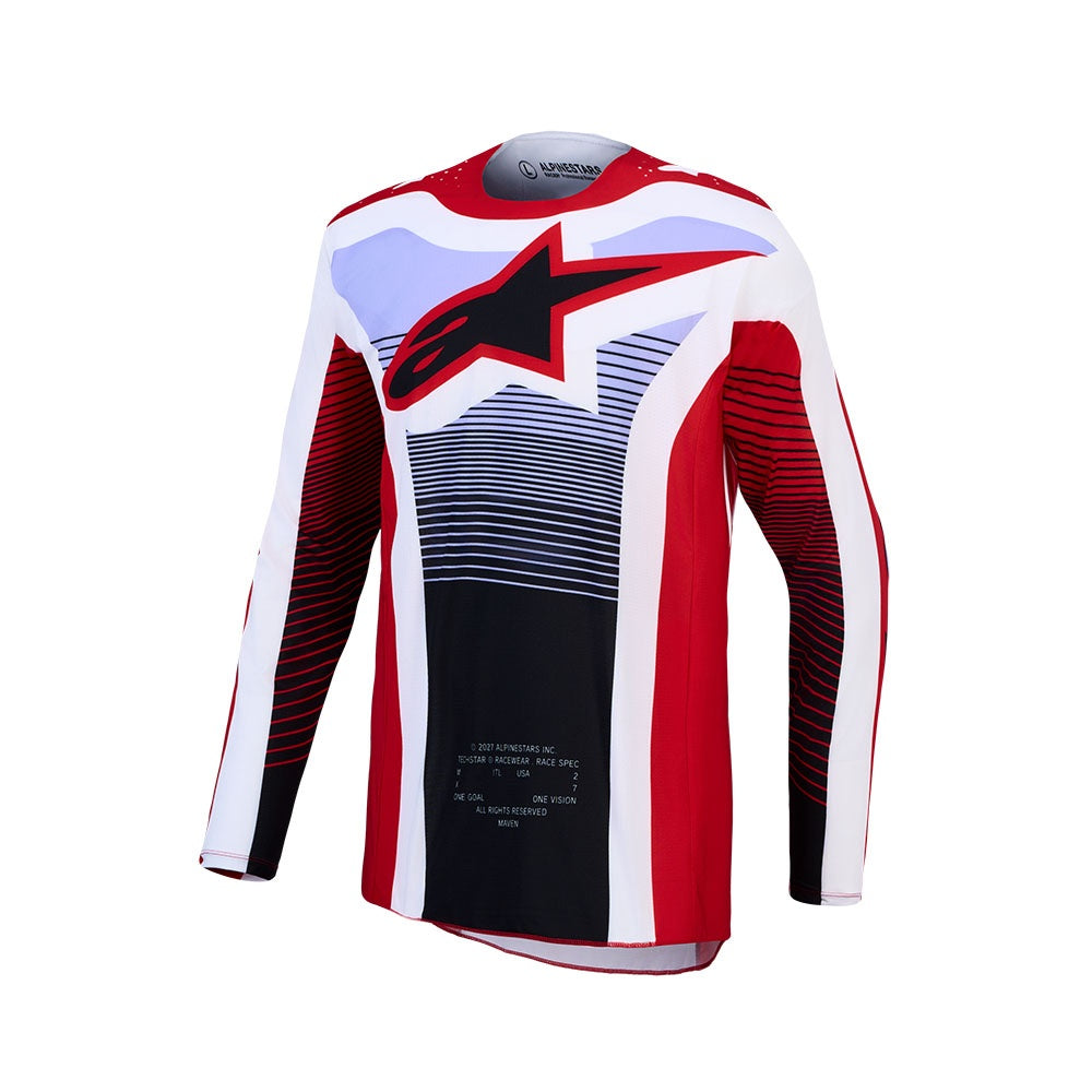 Alpinestars 2027 Techstar Maven Jersey Fire Red/White/Lavender/Black