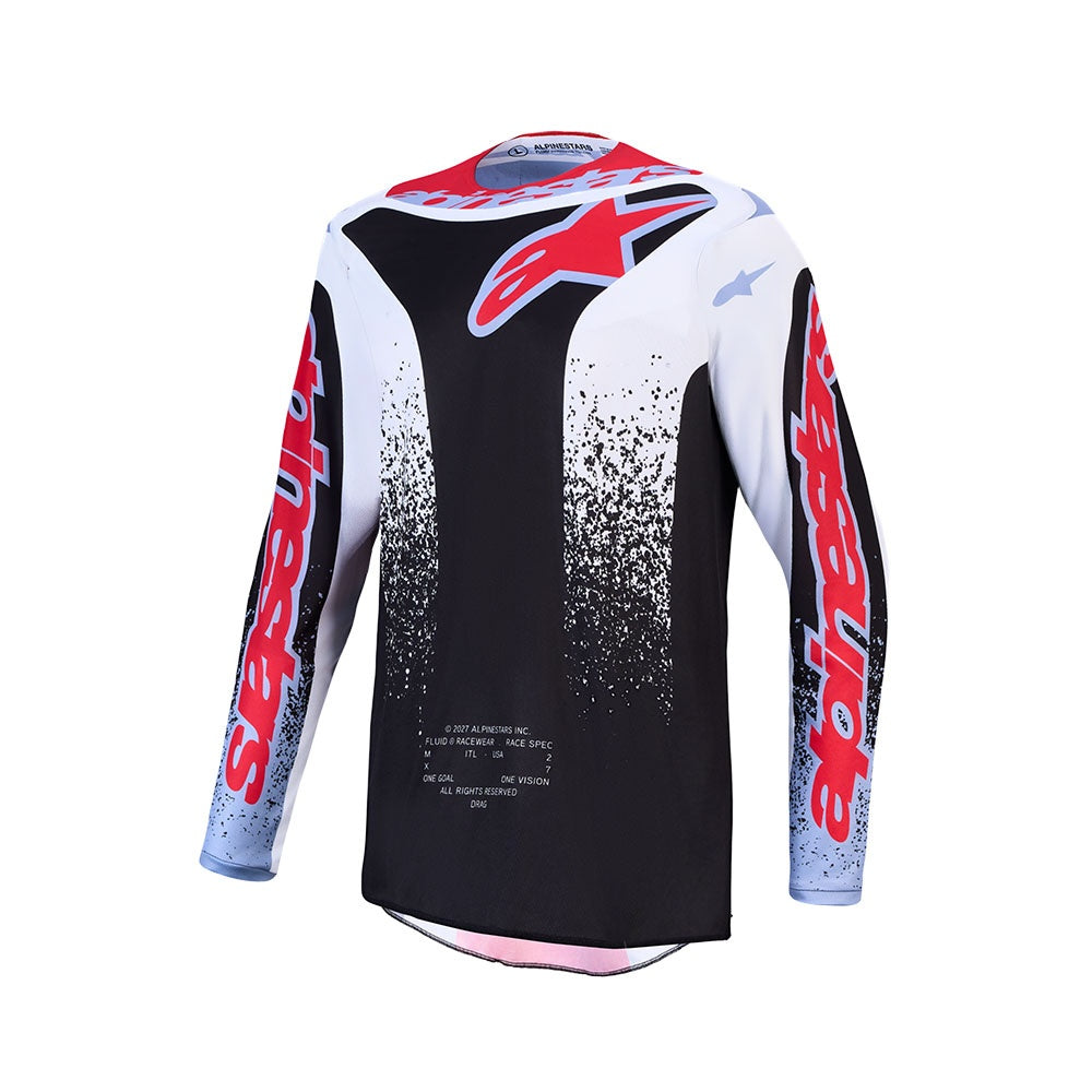 Alpinestars 2027 Fluid Drag Jersey Black/White/Light Blue/Red Fluoro