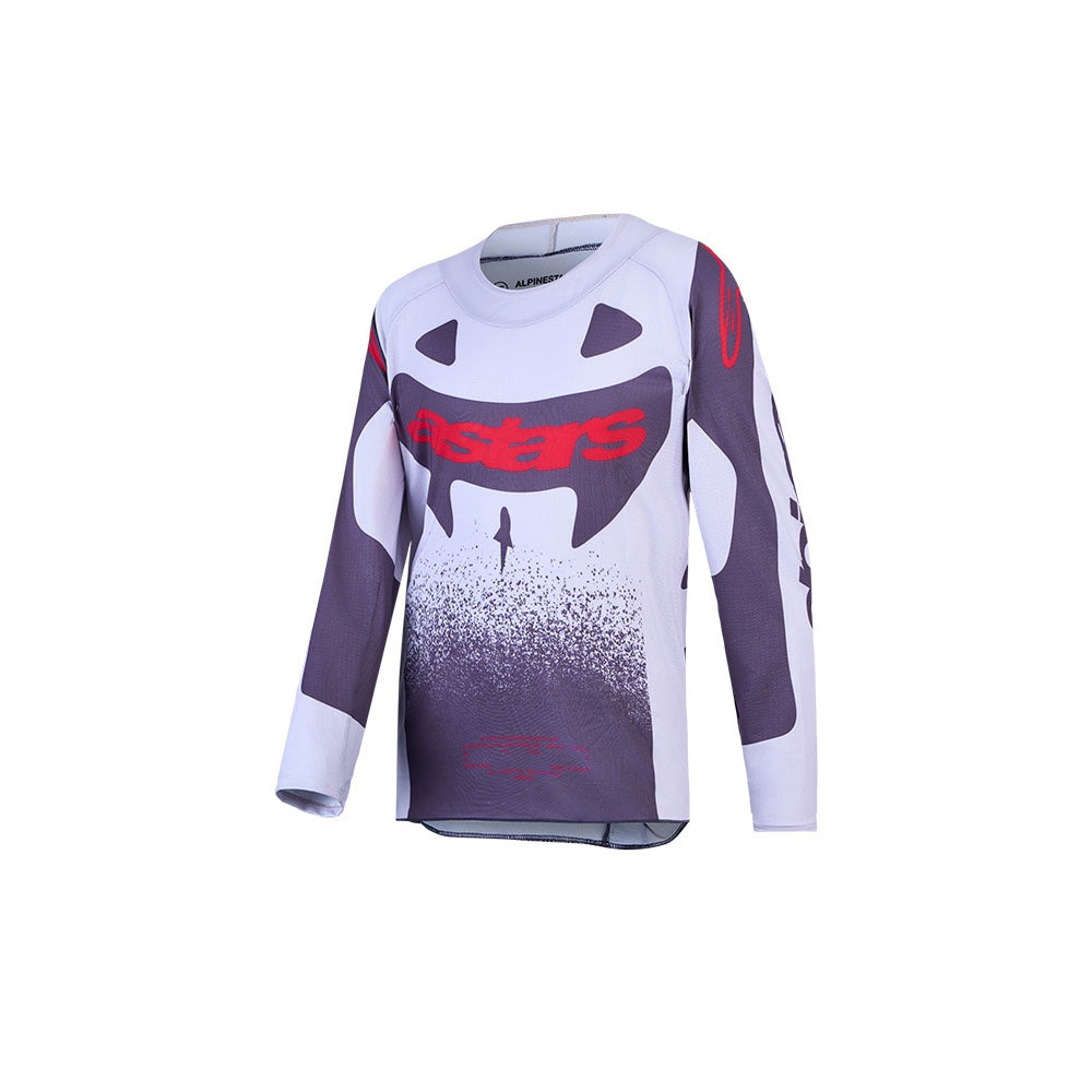 Alpinestars Youth Supertech Swan Jersey - Light Lilac/Dark Gray/Red Fluoro