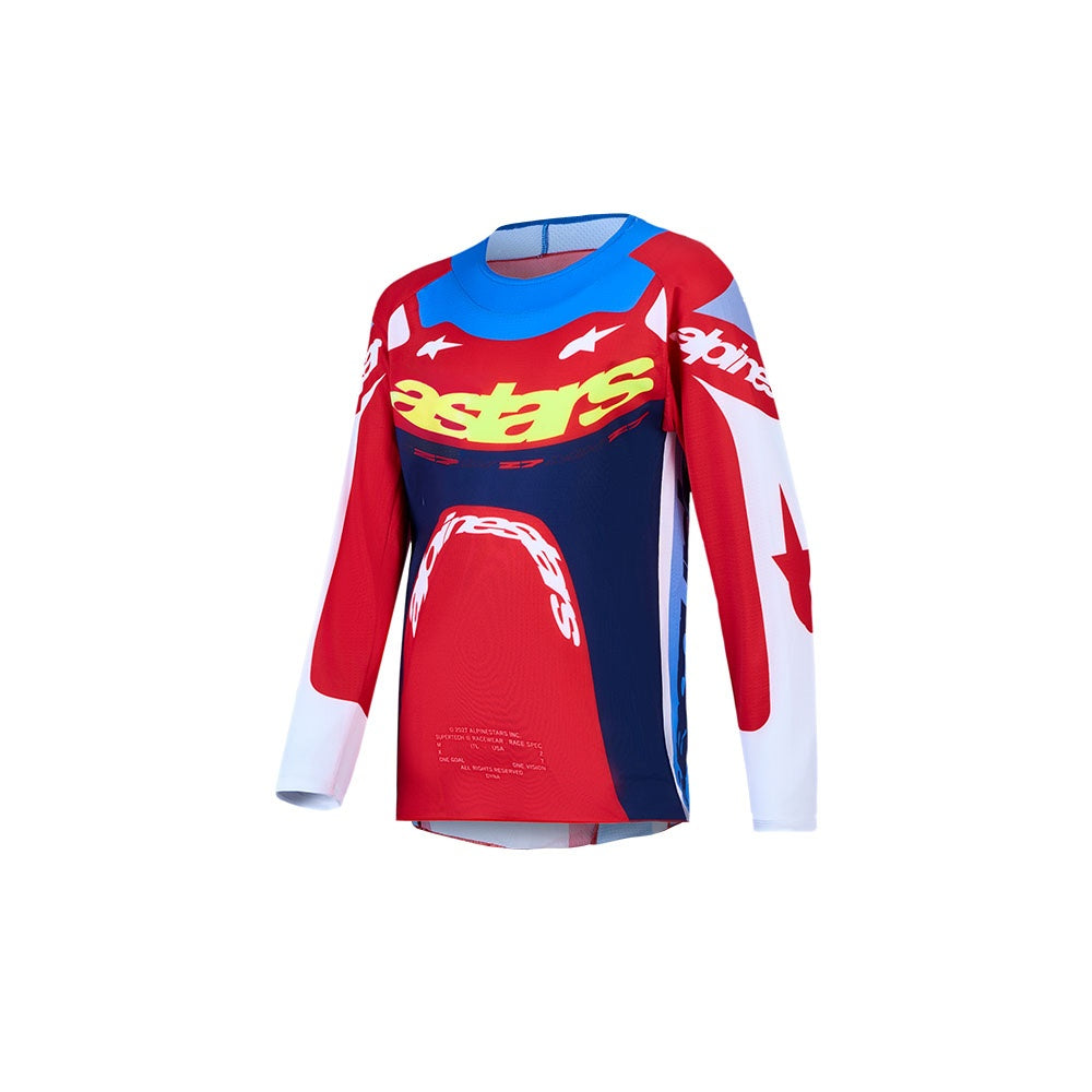 Alpinestars 2027 Youth Supertech Dyna Jersey - Jersey Fire Red/White/Navy Blue