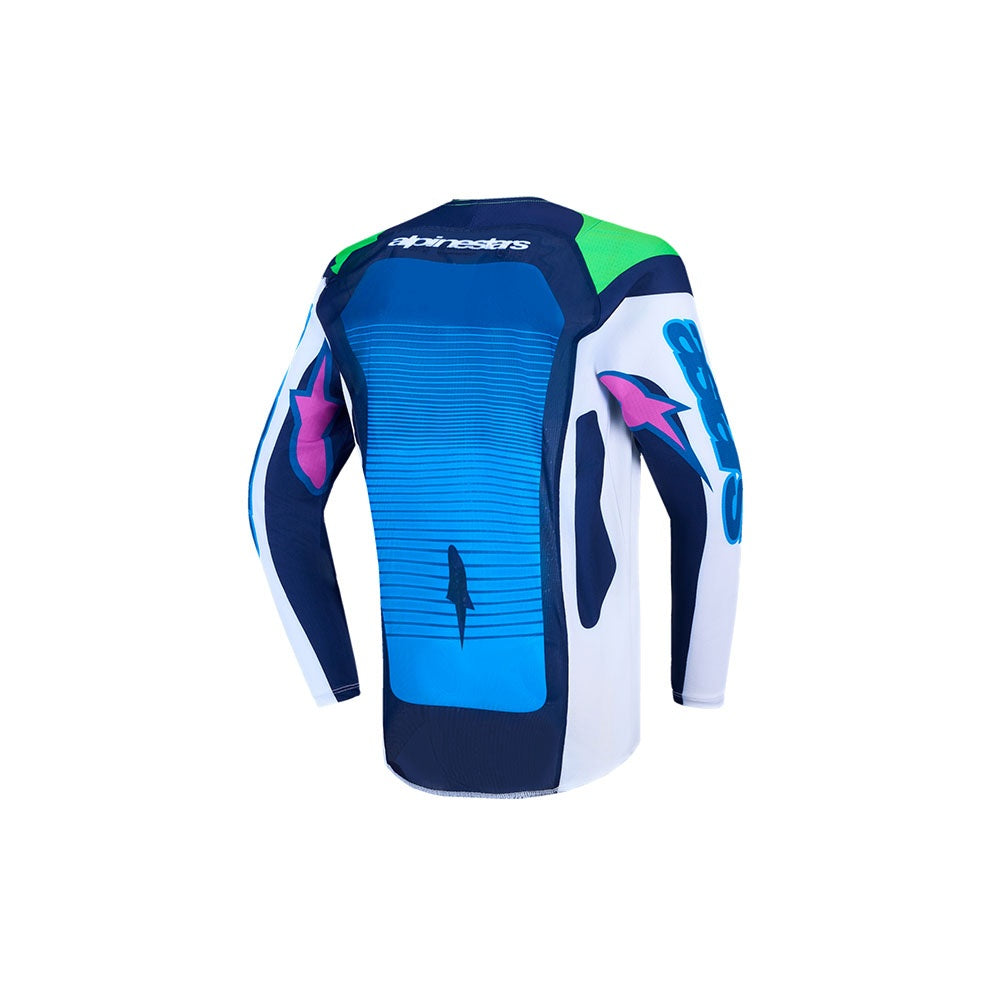 Alpinestars 2027 Youth Supertech Maven Jersey - White/Blithe Blue/Green Fluoro