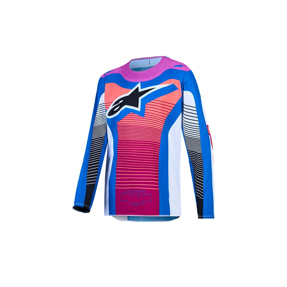 Alpinestars 2027 Youth Supertech Maven Jersey - White/Hot Coral/Blithe Blue
