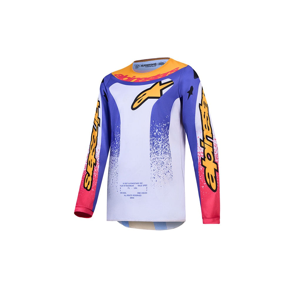 Alpinestars 2027 Youth Fluid Drag Jersey - Light Lilac/Blue/Iris Gold