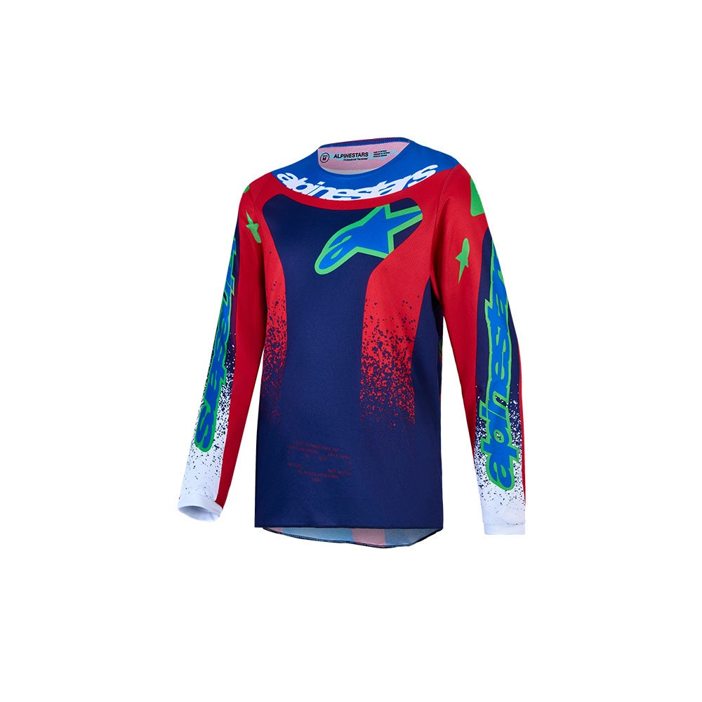 Alpinestars 2027 Youth Fluid Drag Jersey - Blue/Navy/Fire Red/White
