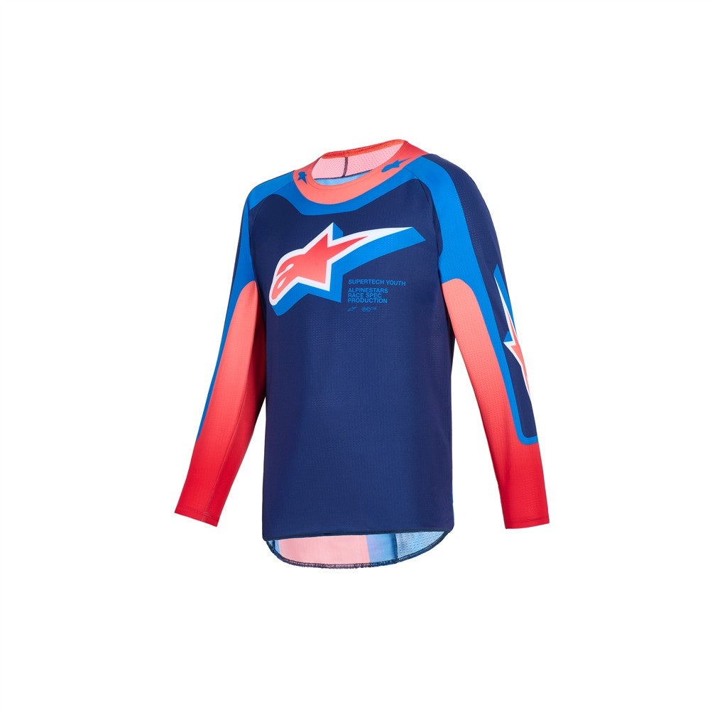 Alpinestars 2026  Supertech Vista Youth Mx Jersey - Dark Navy/Hot Coral/Cobalt