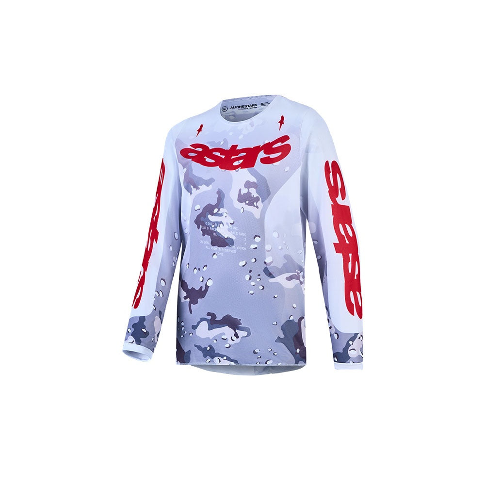 Alpinestars 2027 Youth Fluid Lone Jersey Gray Camo/White/Fire Red